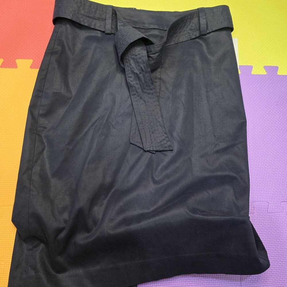 1901 Nordstrom Navy Night Belted Pencil‎ Skirt Women's 4P Petite Cotton NWT